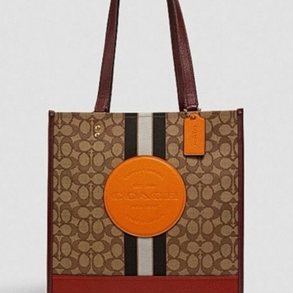Coach Dempsey Signature Jaquard Stripe/Logo Patch Tote Bag #1917 - Picture 4 of 13